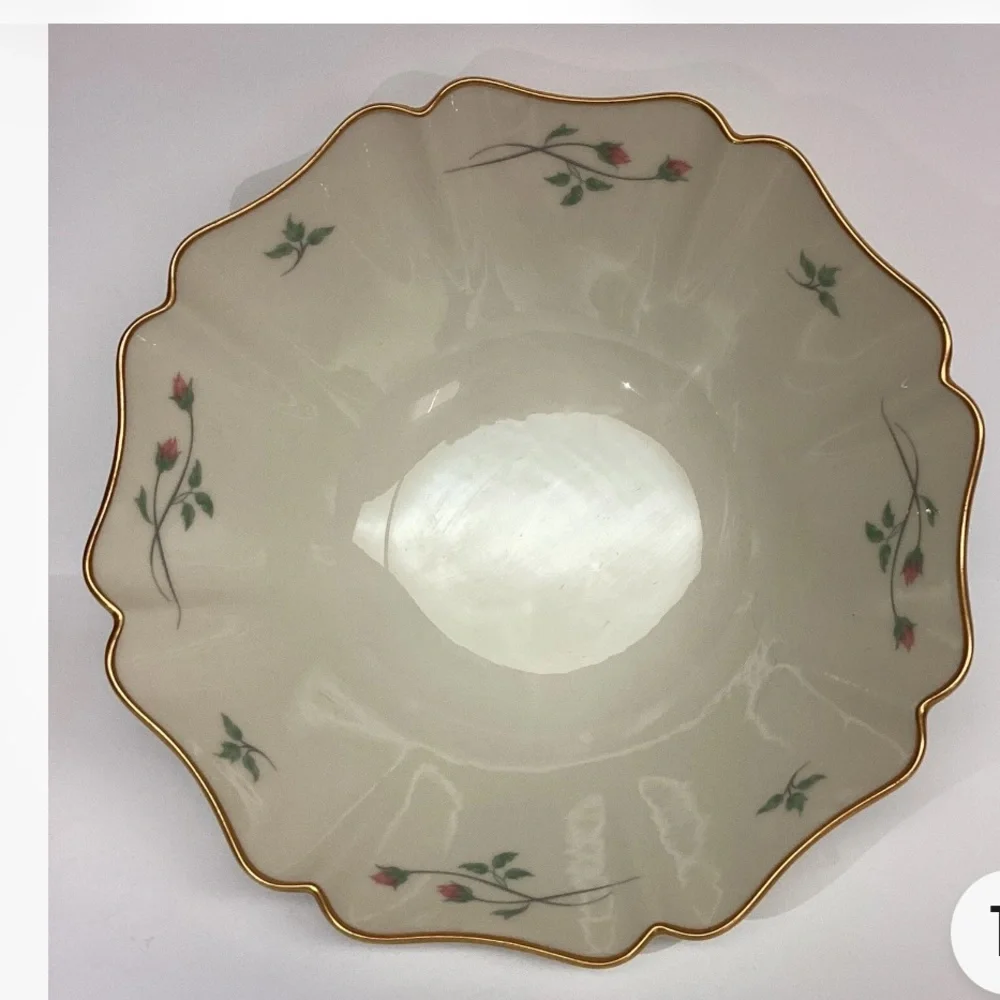 Lenox Rose Manor Fluted Serving Bowl.  Long Stemmed Roses. made in USA Vintage